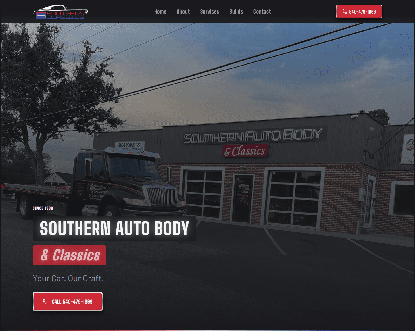 Screenshot of the Southern Auto Body & Classics website